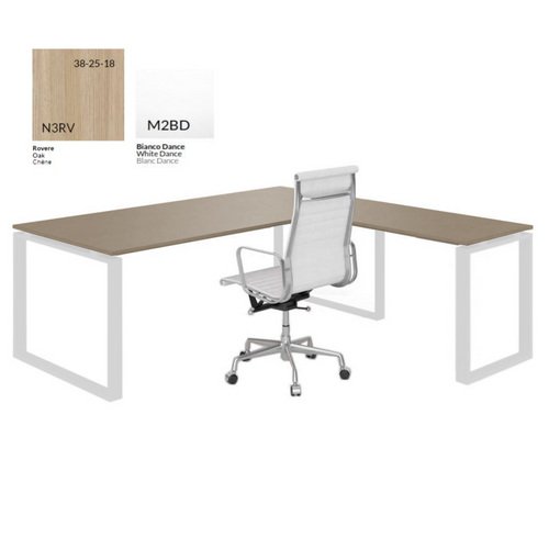 4x Scrivania in legno con gambe per ufficio ad anello e allungo cm. 200x180x75h Gambe Bianco Dance Top N3RV