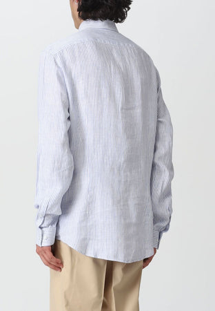 calvin klein CAMICIA LINEN STRIPE SLIM SHIRT da uomo