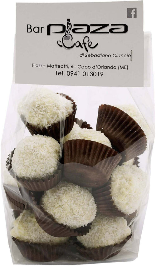 Praline al Cocco Artigianale Cioccolatini fatti a mano Raffaello con Crema di Cioccolato Bianco Ricoperto di Granella di Cocco 300gr