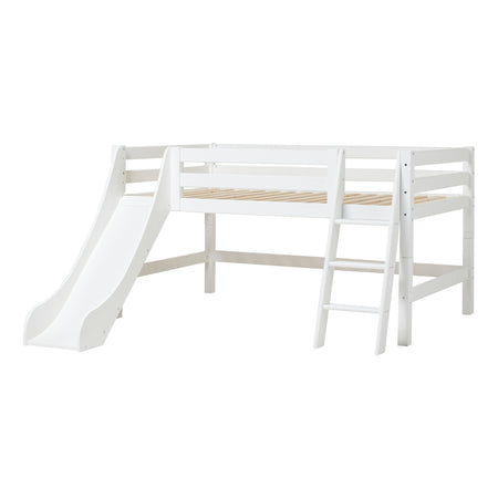 Letto semi rialzato Hoppekids ECO Luxury 90x200 cm con scivolo e scaletta inclinata - Bianco
