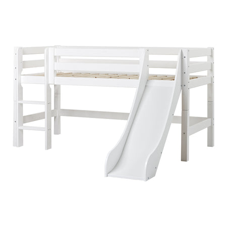 Letto semi rialzato Hoppekids ECO Luxury 90x200 cm con scivolo, Rete a doghe flessibili - Bianco