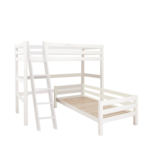 Letto a castello Hoppekids ECO Luxury Angolo 90x200 cm con scaletta inclinata - Bianco