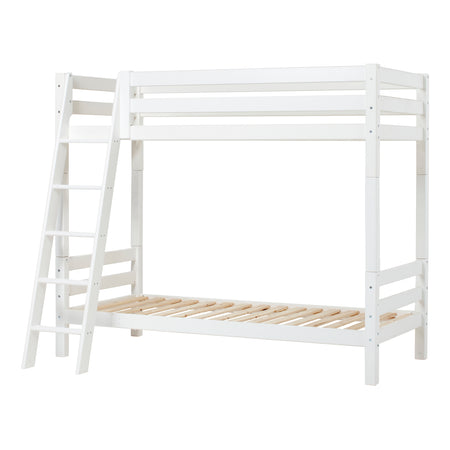 Letto a castello alto Hoppekids ECO Luxury 90x200 cm con scaletta inclinata, Rete a doghe flessibile - Bianco
