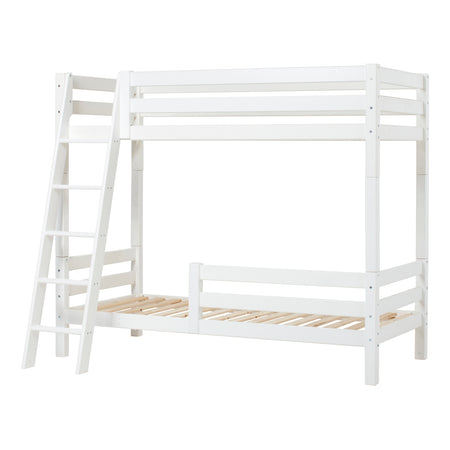 Letto a castello alto Hoppekids ECO Luxury 90x200 cm con due sponde e scaletta inclinata, Rete a doghe flessibili - Bianco