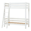 Letto a Castello Alto di Lusso Hoppekids ECO 70x160 cm con Spalliera sul Letto Inferiore e Scaletta Inclinata - Bianco
