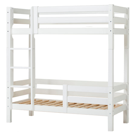 Letto a castello alto di lusso Hoppekids ECO 70x160 cm con sponda posteriore e sponda sul letto inferiore - Bianco