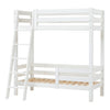 Hoppekids Letto a Castello Alto di Lusso ECO 70x160 cm con Sponda Schienale, Sponda sul Letto Inferiore e Scaletta Inclinata, Bianco