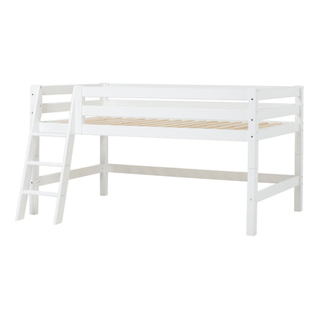 Letto semi-alto Hoppekids ECO Luxury 120x200 cm con scaletta inclinata - Bianco