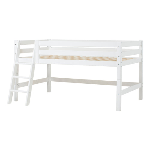 Letto semi-alto Hoppekids ECO Luxury 120x200 cm con scaletta inclinata - Bianco