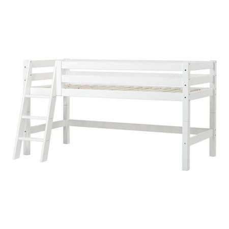 Letto semi-alto Hoppekids ECO Luxury 90x200 cm con scaletta inclinata - Bianco