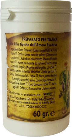 Preparato-per-Tisana-alle-erbe-tipiche-dell'-Amaro-Svedese-nell’assoluto-rispetto-della-ricetta-originale-di-Maria-Treben,-digestiva,-diuretica,-drenante,-per-gonfiore-addominale,-100%-naturale