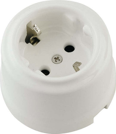 Presa Elettrica Schuko Clay In Porcelain Bianca 6,5X5Cm Illuminazione/Illuminazione bagno/Luci ad incasso Led Mall Home - Napoli, Commerciovirtuoso.it