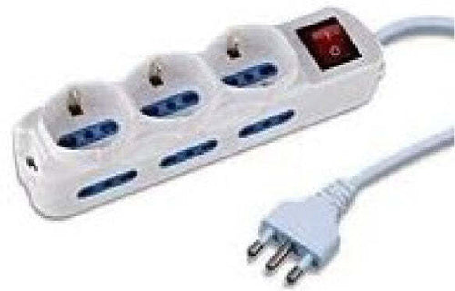 PRESA MULTIPLA COMPATTA 6 USCITE BIVALENTI 10/16A + 3 USCITE SCHUKO CON CAVO MT. 1.5 E SPINA 16A