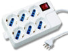 Presa multipla compatta 6 uscite unel con spina 10/16 A int. Bipolare