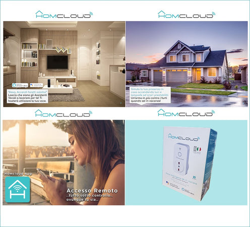 Presa Intelligente Wi-Fi 16A Italiana con controllo energia e comando da Smartphone e Vocale HOMCLOUD