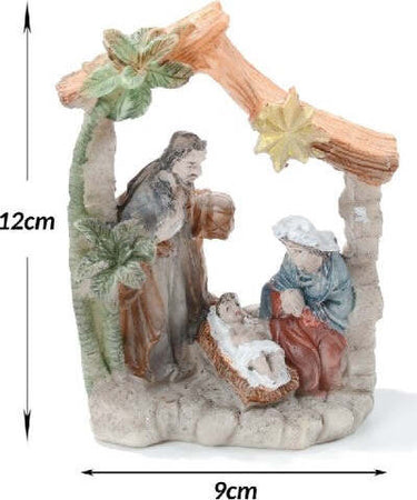 Presepe-Natività-In-Resina-Scenario-Sacra-Famiglia-Decorazioni-Natalizie-12x9cm