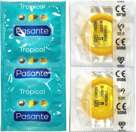 Preservativi Gusto Tropicale Pasante Tropical 48 Ananas - 48 Cocco - 48 Mango in Busta da 144 Pz Salute e cura della persona/Erotismo e contraccezione/Sesso sicuro e contraccezione/Preservativi/Preservativi maschili Kondorama - Martinsicuro, Commerciovirtuoso.it