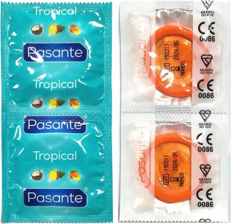 Preservativi Gusto Tropicale Pasante Tropical 48 Ananas - 48 Cocco - 48 Mango in Busta da 144 Pz Salute e cura della persona/Erotismo e contraccezione/Sesso sicuro e contraccezione/Preservativi/Preservativi maschili Kondorama - Martinsicuro, Commerciovirtuoso.it