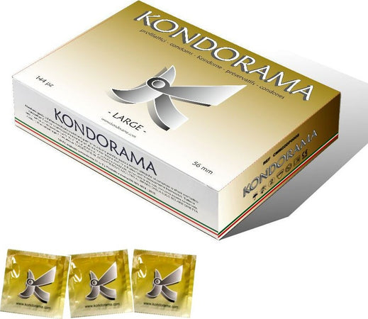 Preservativi Kondorama Large Profilattici Preservativi Trasparenti non Aromatizzati 144 pz diametro 56 mm Salute e cura della persona/Erotismo e contraccezione/Sesso sicuro e contraccezione/Preservativi/Preservativi maschili Kondorama - Martinsicuro, Commerciovirtuoso.it