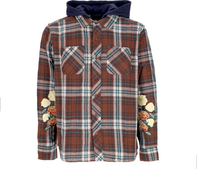 PRIMITIVE-Camicia-Manica-Lunga-Cappuccio-Uomo-Layne-Two-fer-Flannel-Brown-da-uomo