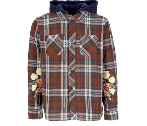 PRIMITIVE-Camicia-Manica-Lunga-Cappuccio-Uomo-Layne-Two-fer-Flannel-Brown-da-uomo