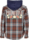 PRIMITIVE-Camicia-Manica-Lunga-Cappuccio-Uomo-Layne-Two-fer-Flannel-Brown-da-uomo