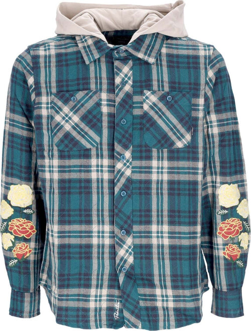 PRIMITIVE-Camicia-Manica-Lunga-Cappuccio-Uomo-Layne-Two-fer-Flannel-Dark-Green-da-uomo