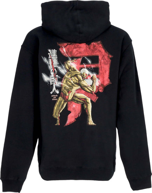 PRIMITIVE-Felpa-Cappuccio-Uomo-Armored-Dirty-P-Hoodie-X-Attack-On-Titan-Black-da-uomo
