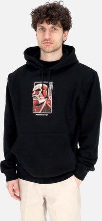 PRIMITIVE-Felpa-Cappuccio-Uomo-Colossal-Dirty-P-Hoodie-X-Attack-On-Titan-Black-da-uomo