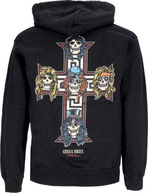PRIMITIVE-Felpa-Cappuccio-Uomo-Cross-Hoodie-X-Guns-N'-Roses-Black-da-uomo