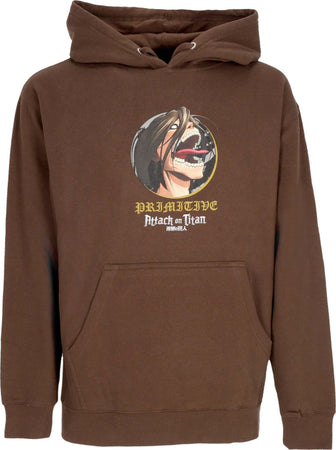 PRIMITIVE-Felpa-Cappuccio-Uomo-Future-Memory-Hoodie-X-Attack-On-Titan-Brown-da-uomo