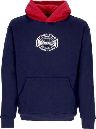 PRIMITIVE-Felpa-Cappuccio-Uomo-Global-Two-Tone-Hood-X-Independent-Navy-da-uomo