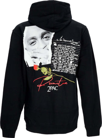 PRIMITIVE-Felpa-Cappuccio-Uomo-Lyrics-Ii-Hoodie-X-Tupac-Black-da-uomo