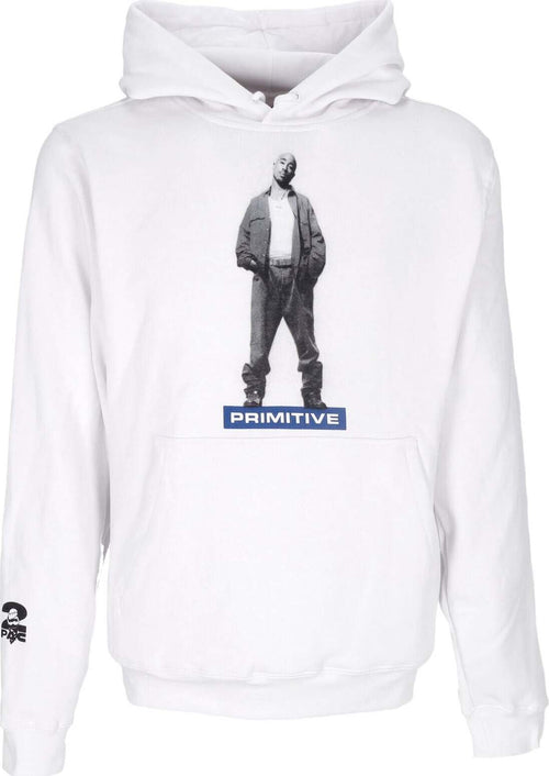 PRIMITIVE-Felpa-Cappuccio-Uomo-Posted-Hoodie-X-2pac-White-da-uomo