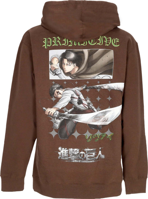 PRIMITIVE-Felpa-Cappuccio-Uomo-Scout-Hoodie-X-Attack-On-Titan-Brown-da-uomo