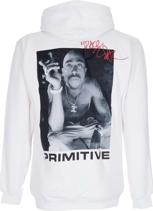 PRIMITIVE-Felpa-Cappuccio-Uomo-Smoke-Hood-X-Tupac-White-da-uomo