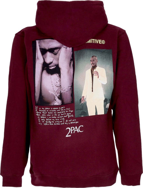 PRIMITIVE-Felpa-Cappuccio-Uomo-Voice-Hood-X-Tupac-Burgundy-da-uomo