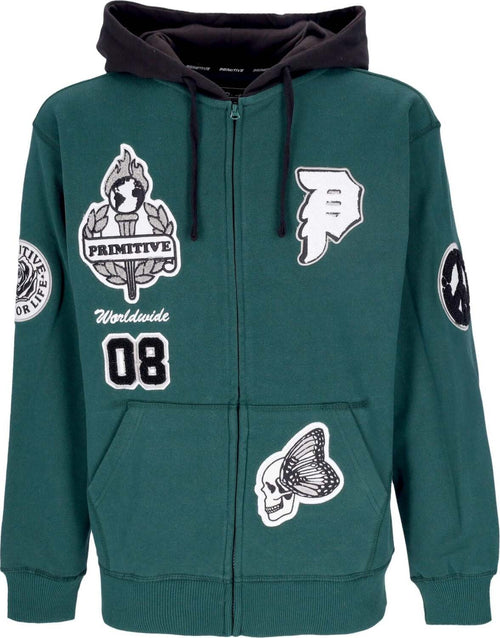 PRIMITIVE-Felpa-Cappuccio-Zip-Uomo-Alumni-Zip-Up-Hoodie-Green-da-uomo