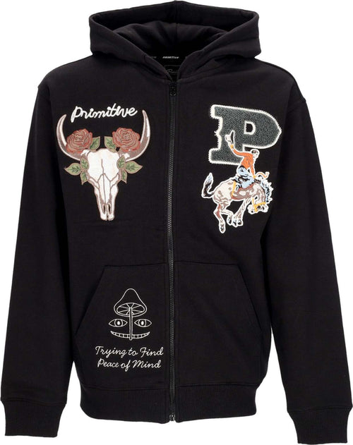 PRIMITIVE-Felpa-Cappuccio-Zip-Uomo-Badlands-Zip-Hoodie-Black-da-uomo