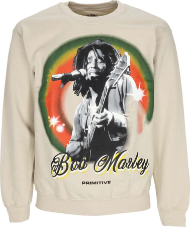 PRIMITIVE-Felpa-Girocollo-Uomo-Dreams-Crewneck-X-Bob-Marley-Sand-da-uomo