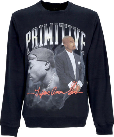 PRIMITIVE-Felpa-Girocollo-Uomo-Legend-Crewneck-X-Tupac-Black-da-uomo