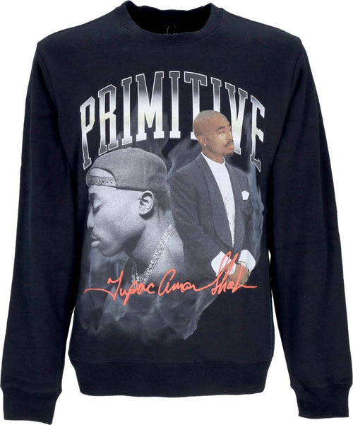 PRIMITIVE-Felpa-Girocollo-Uomo-Legend-Crewneck-X-Tupac-Black-da-uomo