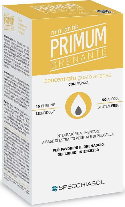 Primum-Drenante-gusto-Ananas-–-Minidrink-integratore-alimentare-15-bustine-Specchiasol