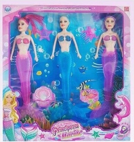 Principesse-Marine-3-Sirene-Sirena-Bambole-Giocattolo-Gioco-Bambina