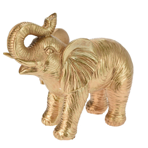 Elefante in resina color oro per decorazioni ambienti da 16 cm