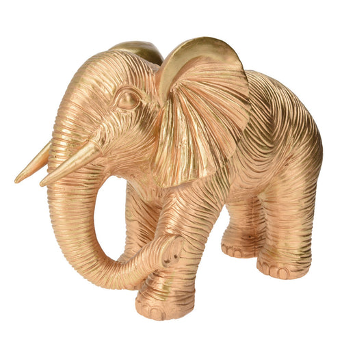 Elefante in resina color oro per decorazioni ambienti da 25 cm