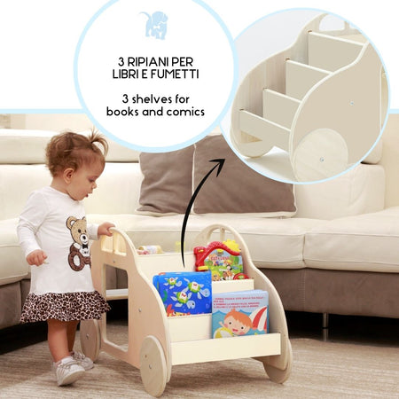 Libreria/Tavolino Montessori con ruote