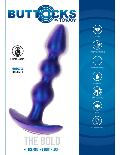 Plug Anale vibrante The Bold blu 16 cm telecomando stimolatore 10 funzioni USB