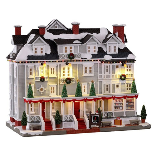Decorazione Red Lion Inn per Villaggio di Natale e presepe, in Resina da h 18 cm