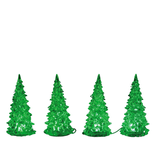Decorazione Albero illuminato in cristallo 3 colori per Villaggio di Natale e presepe, in Plastica da h 5 cm